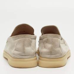 Pre Owned Loro Piana Grey Suede Charms Walk Loafers Size 37.5