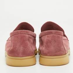 Pre Owned Loro Piana Pink Suede Summer Charms Walk Loafers Size 38