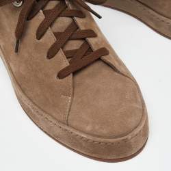 Loro Piana Two Tone Brown Suede Nuages Low Top Sneakers Size 36