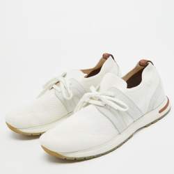 Loro Piana White/Grey Knit Fabric 360 Flexy Walker Sneakers Size 38.5