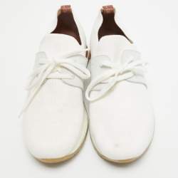Loro Piana White/Grey Knit Fabric 360 Flexy Walker Sneakers Size 38.5