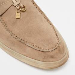 Pre Owned Loro Piana Beige Suede Summer Charms Walk Loafers Size 39.5