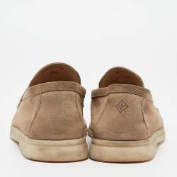 Pre Owned Loro Piana Beige Suede Summer Charms Walk Loafers Size 39.5