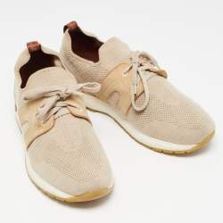 Pre Owned Loro Piana Beige Fabric 360 LP Flexy Walk Low Top Sneakers Size 38