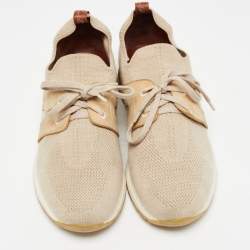Pre Owned Loro Piana Beige Fabric 360 LP Flexy Walk Low Top Sneakers Size 38
