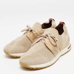 Pre Owned Loro Piana Beige Fabric 360 LP Flexy Walk Low Top Sneakers Size 38