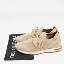 Pre Owned Loro Piana Beige Fabric 360 LP Flexy Walk Low Top Sneakers Size 38