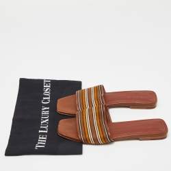 Pre Owned Loro Piana Brown Leather Flat Slides Size 36