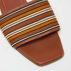 Pre Owned Loro Piana Brown Leather Flat Slides Size 36