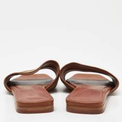 Pre Owned Loro Piana Brown Leather Flat Slides Size 36