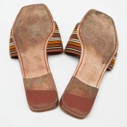 Pre Owned Loro Piana Brown Leather Flat Slides Size 36