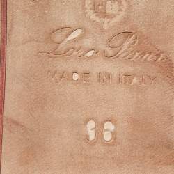 Pre Owned Loro Piana Brown Leather Flat Slides Size 36