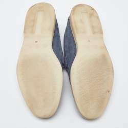 Pre Owned Loro Piana Blue Suede Summer Charms Walk Slip On Loafers Size 38