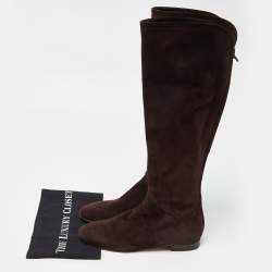 Pre Owned Loro Piana Brown Suede Knee Length Boots Size 39