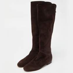 Pre Owned Loro Piana Brown Suede Knee Length Boots Size 39