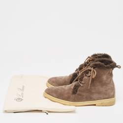 Pre Owned Loro Piana Brown Suede Ankle Boots Size 37.5