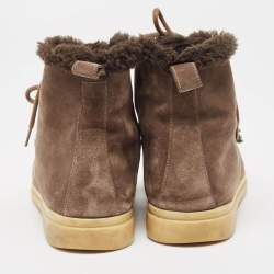 Pre Owned Loro Piana Brown Suede Ankle Boots Size 37.5