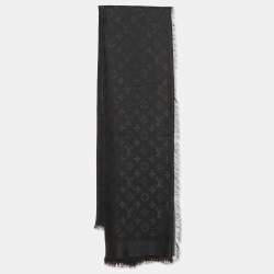 Pre Owned Louis Vuitton Black Silk & Wool Classique Monogram Shawl