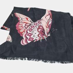 Louis Vuitton Black Silk Blend World Of Love Monogram Shawl