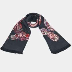 Louis Vuitton Black Silk Blend World Of Love Monogram Shawl
