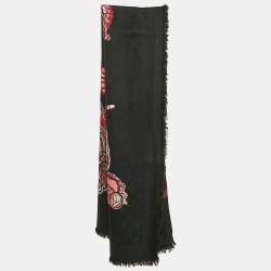 Louis Vuitton Black Silk Blend World Of Love Monogram Shawl