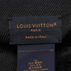 Louis Vuitton Black Silk Blend Classique Monogram Scarf 