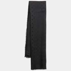 Louis Vuitton Black Silk Blend Classique Monogram Scarf 