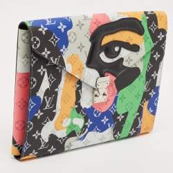 Pre Owned Louis Vuitton x KidSuper Multicolor Monogram Portrait Canvas Mark Folder