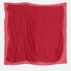 Louis Vuitton Red Silk Wool Monogram Scarf