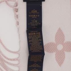 مملوكة مسبقًا وشاح لوي فيتون صوف موكارام وردي/أبيض عاجي