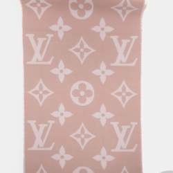 مملوكة مسبقًا وشاح لوي فيتون صوف موكارام وردي/أبيض عاجي