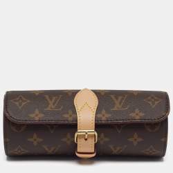 Pre Owned Louis Vuitton 3 Watch Case Monogram Canvas