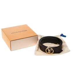 مملوكة مسبقًا حزام لوي فيتون كانفاس مونوغرامي وجلد إيبي بني/أسود إبزيم مستديرة بوجهين 90 سم
