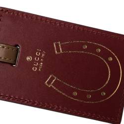 مملوكة مسبقًا بادج حقيبة لاغدغ غوتشي جلد بنية/ بنية محمرة