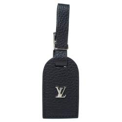 Louis Vuitton Black Leather ID / Luggage Name Tag & Poignet Set Gold  Hardware