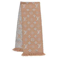 Louis Vuitton Brown and Gold Monogram Logomania Shine Scarf (Like New), Apparel in Brown/Gold