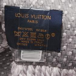 Louis Vuitton Pearl Grey Logomania Silk Wool Scarf