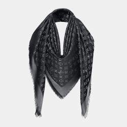 Louis Vuitton Monogram Shawl Black Silk