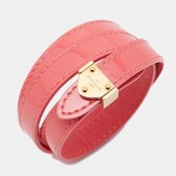 Louis Vuitton Vernis Leather Gold Tone Wrap Bracelet