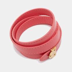 LOUIS VUITTON Red Pomme Vernis Triple Tour Bracelet Red Multi Wrap