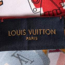 Pre Owned Louis Vuitton Red Crazy In Lock Print Square Silk Scarf