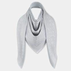Louis Vuitton Pearl Grey Logomania Silk Wool Scarf Louis Vuitton | The  Luxury Closet