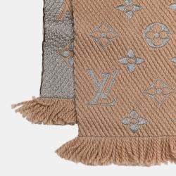 Pre Owned Louis Vuitton Beige Logomania Shine Scarf