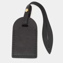 Pre Owned Leather Black Leather Luggage Name Tag