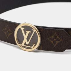 Louis Vuitton LV Circle Prime 20mm Reversible Belt Black + Calf Leather. Size 85 cm