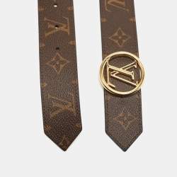 Pre Owned Louis Vuitton Brown Monogram Canvas LV Circle Reversible Belt 80CM