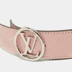 Pre Owned Louis Vuitton Rose Ballerine Monogram and Epi Leather LV Circle Reversible Belt 90CM