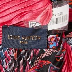 Pre Owned Louis Vuitton Black/Pink Angels Print Pleated Silk Scarf