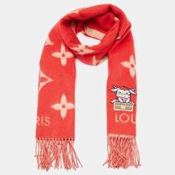 Louis Vuitton Red Monogram Cashmere Rodeo Reykjavik Scarf 
