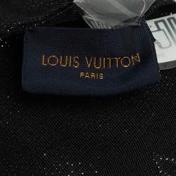 Pre Owned Louis Vuitton Black Monogram Silk Fringed Bandeau Scarf